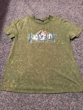 Self Esteem Olive Green 'Wild & Free' Short Sleeve Tee